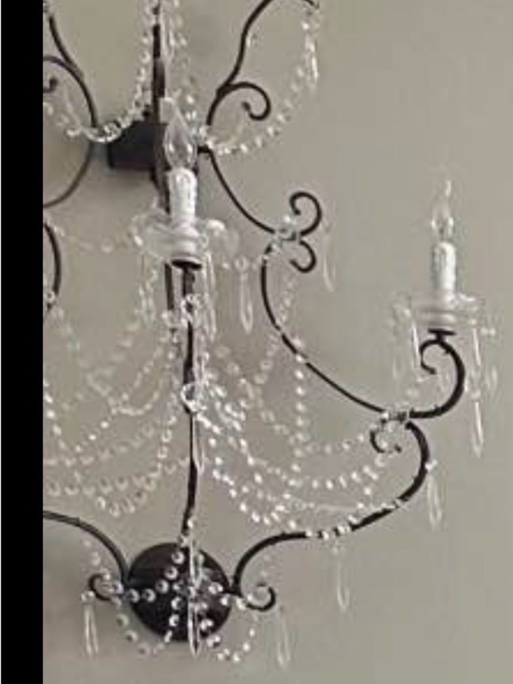 Elegant Crystal-Bead Wall Sconce in Black and Clear